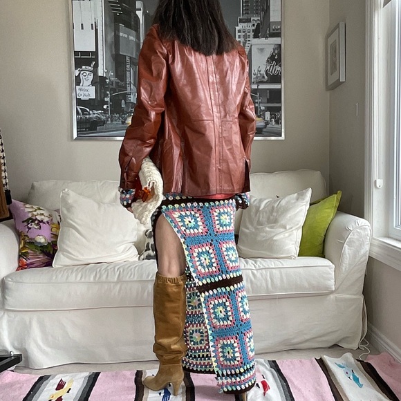 Vintage caramel leather jacket - Picture 7 of 17